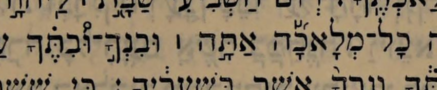 Leeser: the Shabbat commandment's line at uvinkha uvitekha